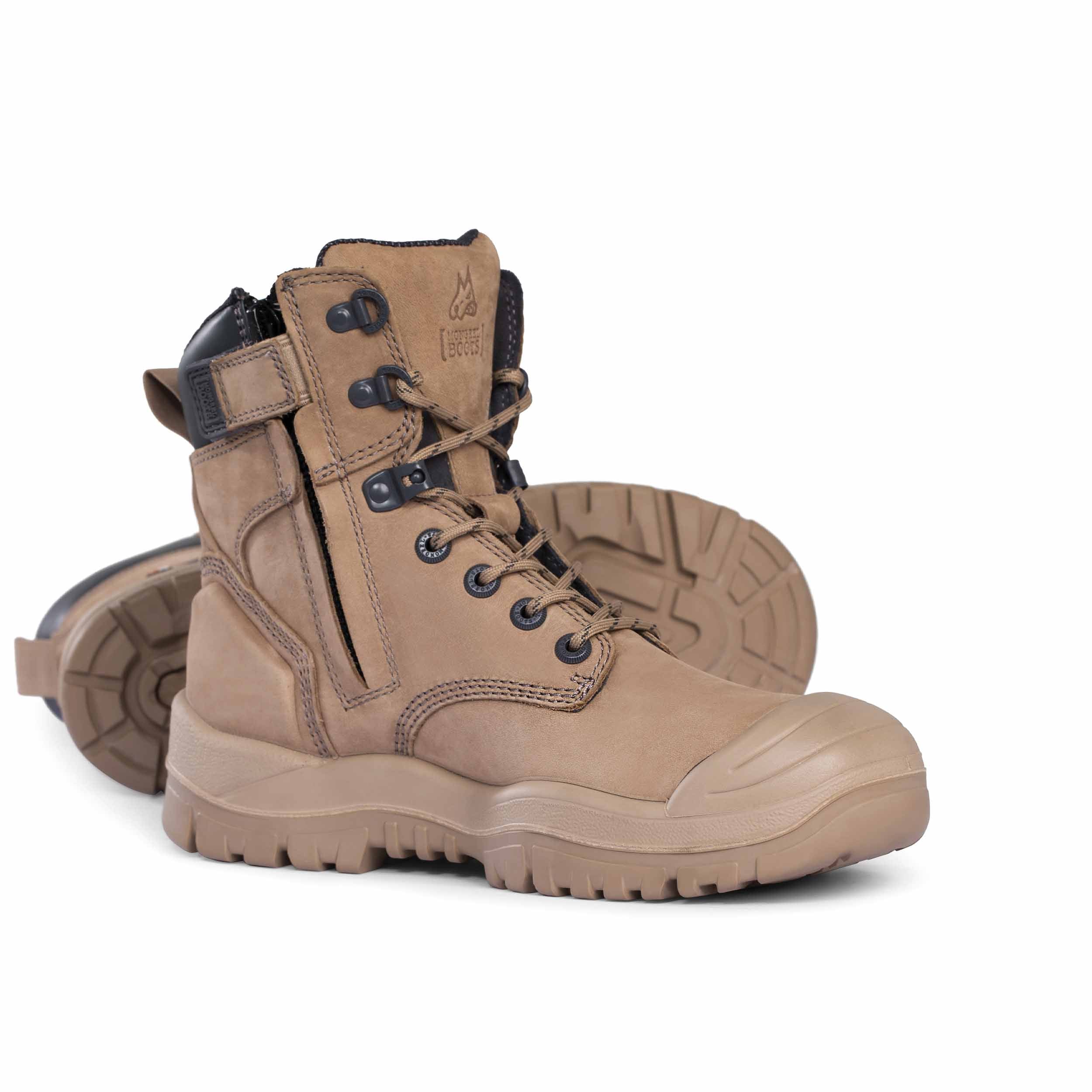 Mongrel Zipsider Stone High Leg Boot with Scuff Cap