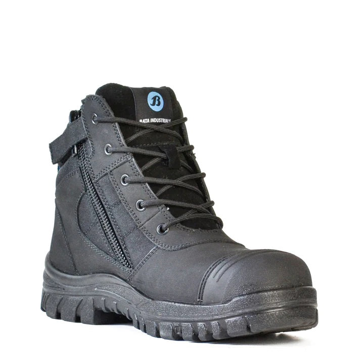 Bata Black Zippy Zip Side Safety Boot