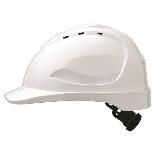 ProChoice V9 White Hard Hat Vented Peaked Ratchet Harness