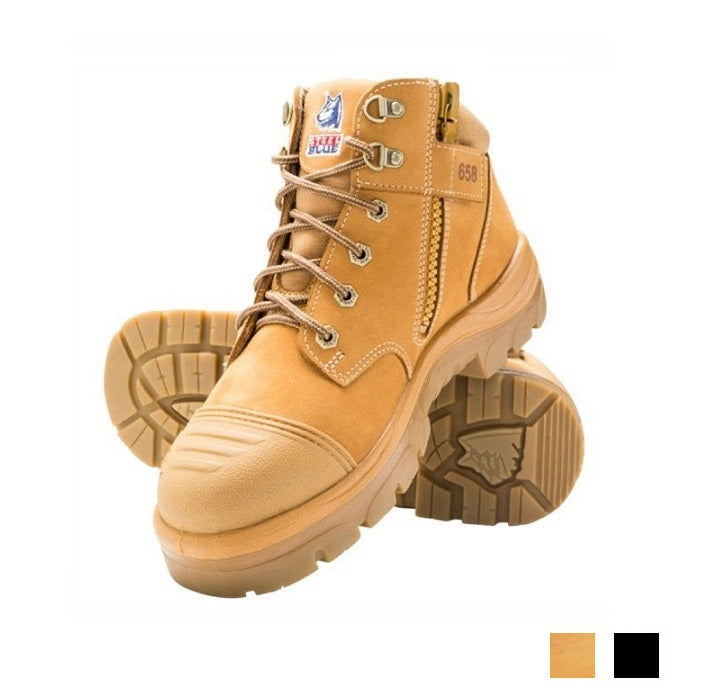 Steel Blue Parkes Zip Side Safety Boot with Bump Cap