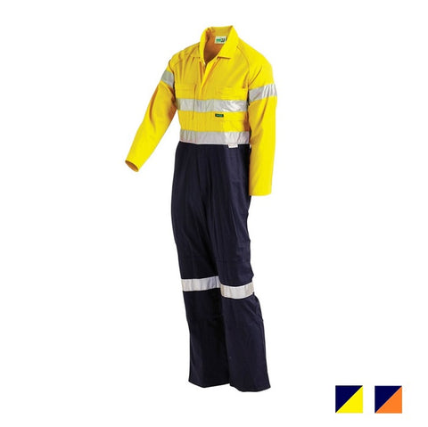 WORKIT Hi Vis 2-Tone Lightweight Taped Coverall with Nylon Press Studs