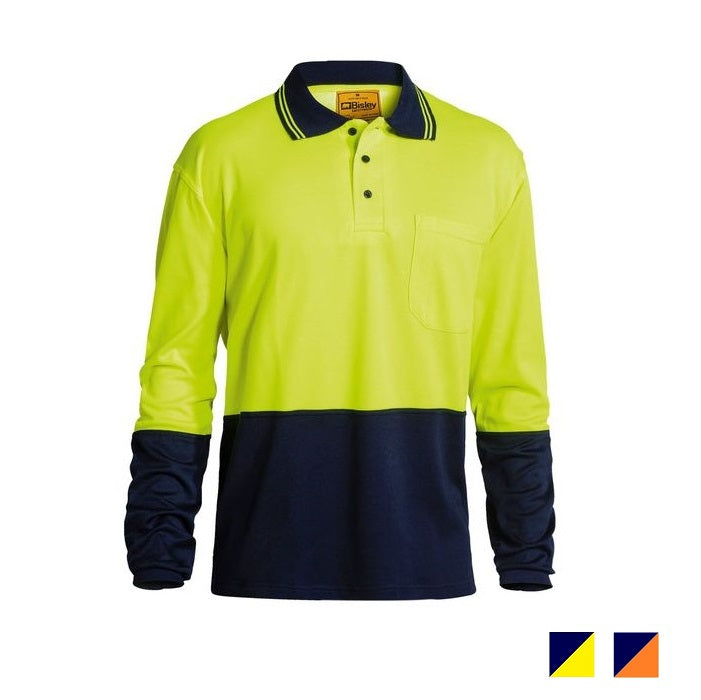 Bisley Two Tone Hi Vis Polo Long Sleeve