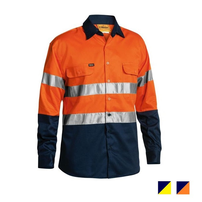 Bisley Hi Vis Taped Long Sleeve Drill Shirt