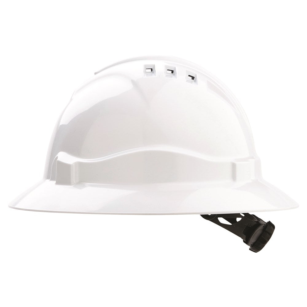 ProChoice V6 White Hard Hat Vented Full Brim Ratchet Harness
