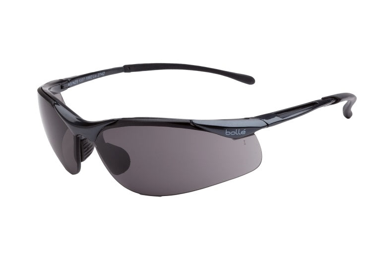 Bollé Contour (Sidewinder) Safety Glasses Black Frame with Smoke Lens