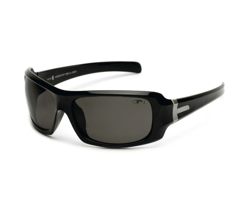 Eyres Hotrod Safety Glasses Sapphire Black Frame & Grey Flash Silver Lens
