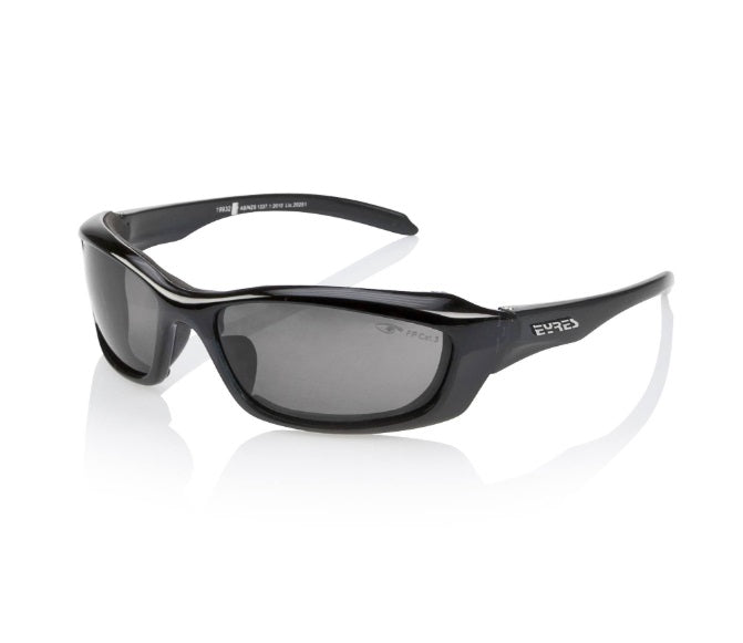 Eyres Razor Edge Safety Glasses Crystal Black Frame with Foam & Grey Lens