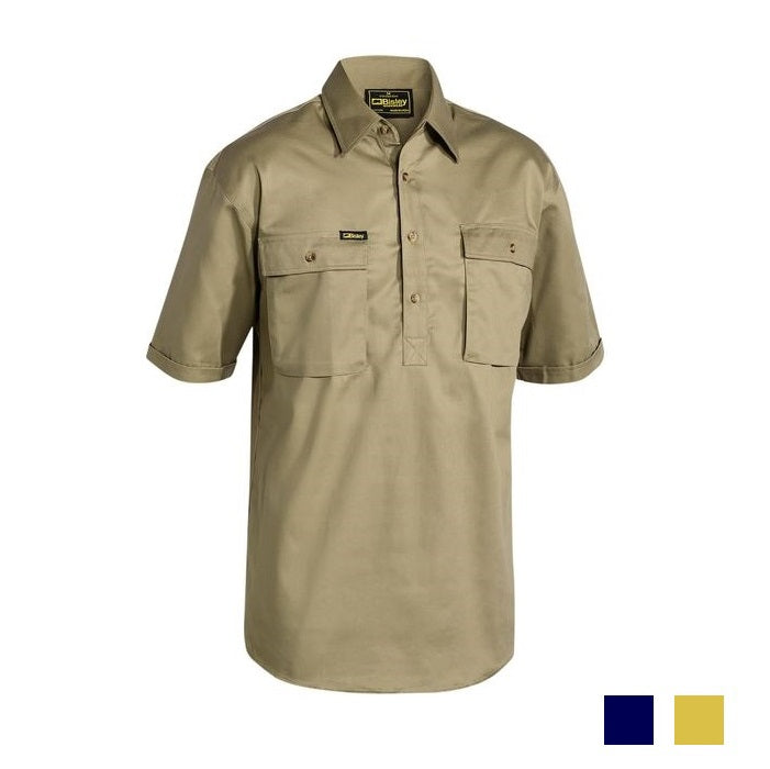 Bisley Closed Front Short Sleeve Cotton Drill Shirt